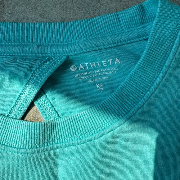 Athleta Sundown Motion Crewneck Sweatshirt XS‎ Gulf Green Keyhole Back - Picture 4 of 6